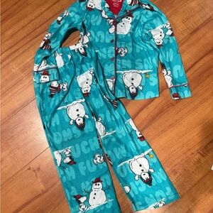 Kids Snoopy & Snowman Pajama Set